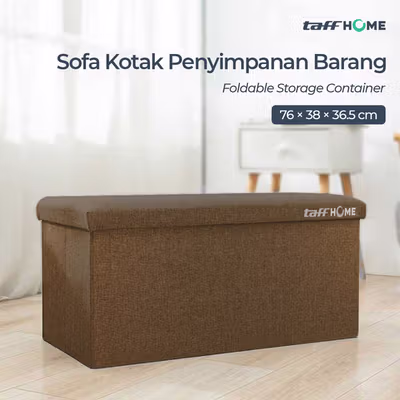 TaffHOME Sofa Kotak Penyimpanan Barang Foldable Storage Container 76x38x36.5cm - H031 - Brown