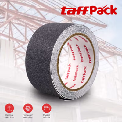 TaffPACK Lakban Tape Safety Grip Anti Slip 0.65mm Strong Traction 5Mx5cm - Black