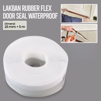 TaffHOME Lakban Rubber Flex Door Seal Strip Bottom Waterproof 25mmx5M - TP39 - Transparent