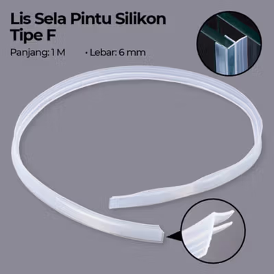 Alloet Lis Sela Pintu Silicone Door Sealing Strip Type F 1M 6mm - TP40 - Transparent