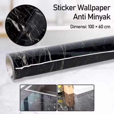 DICOR Sticker Wallpaper Meja Dinding Dapur Anti Minyak 100x60cm - WG60B - Black
