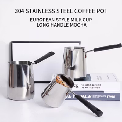 DROHOEY Gelas Jug Melted Butter Coffee Pot Stainless Steel Long Handle 600ml - S07 - Silver