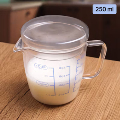 DROHOEY Gelas Ukur Kaca Latte Art Milk Jug Measuring Cup Glass 250ml - ZM0080 - Transparent