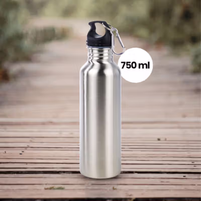 UPORS Botol Minum Stainless Steel Portable dengan Carabiner 750ml - GBD - Silver