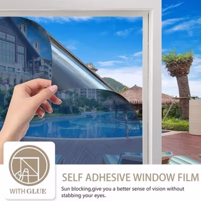 AFDB Stiker Kaca One Way Window Film Anti UV Self Adhesive 70x300cm - AF3 - Black/Silver
