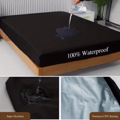 HILIFE Sprei Polos Waterproof Bed Sheet Round Band Non Slip 180x200cm - HL1 - Black