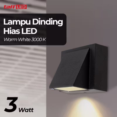 TaffLED Lampu Dinding Hias LED Indoor Outdoor Plastic Body Warm White 3W - BD84 - Black
