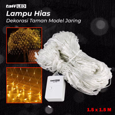 TaffLED Lampu Hias String Lights Tumblr Model Jaring Waterproof 220V 1.5x1.5M - EK-04 - Warm White