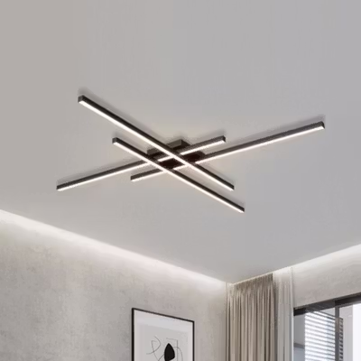 XINTUXIN Lampu Plafon LED Minimalis Chandelier 4 Strip Tri Color 45W 120cm - T-05 - Black