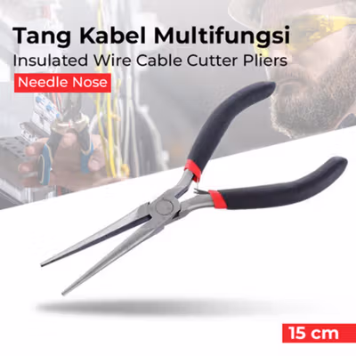 Urijk Tang Kabel Multifungsi Insulated Wire Cable Cutter Pliers 15cm Needle Nose - M2941 - No Color