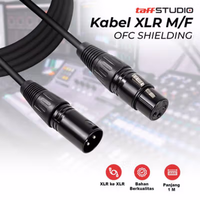 TaffSTUDIO Kabel XLR M/F OFC Microphone Karaoke Shielded 1M - BOF30 - Black