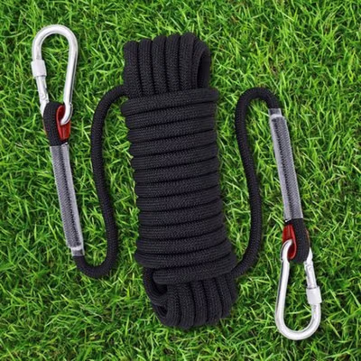 TaffSPORT Tali Paracord Panjat Tebing Climbing Rope Steel Buckle 10mm Panjang 30M - 24KN - Black
