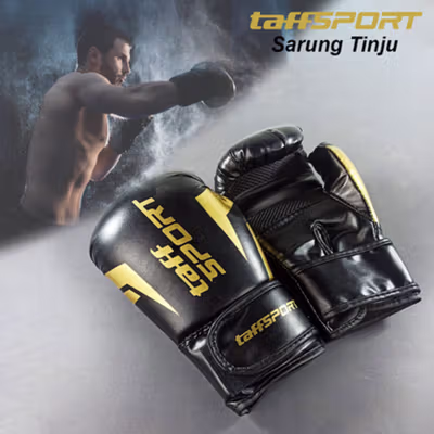TaffSPORT Sarung Tinju MMA UFC Boxing Muay Thai Glove 12oz - AHM01 - Black Gold