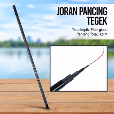 TaffSPORT Joran Pancing Tegek Fiberglass 7 Section 3.6M - 360 - Black