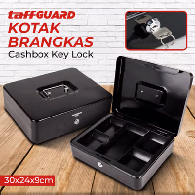 TaffGUARD Kotak Brankas Uang Cash Safebox Key Lock 30x24x9cm - 300A - Black