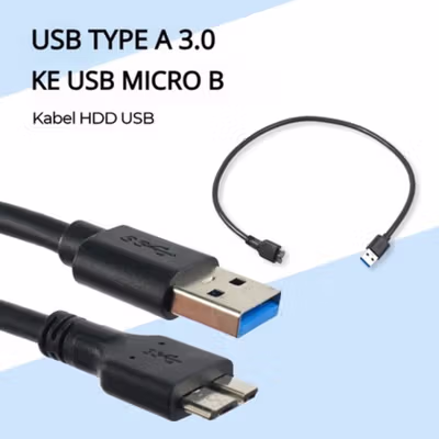 Seagate HDD USB Type A 3.0 to Micro B Cable 50cm - OD5.5 (ORIGINAL) - Black
