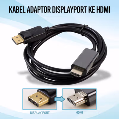 SOONHUA Kabel Video Adaptor DP DisplayPort ke HDMI 4K 180cm - DP102 - Black