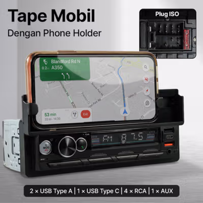 Occkic Tape Mobil Audio MP3 Player Bluetooth USB ISO with Phone Holder - HL81 - Black