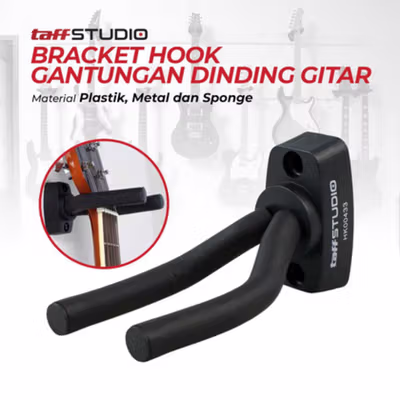 TaffSTUDIO Gantungan Gitar Dinding Guitar Holder Bracket Wall Mount - XG-05 - Black