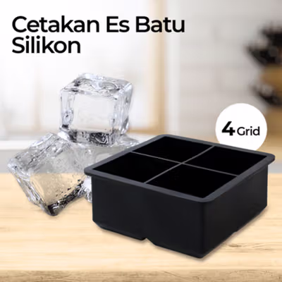 SSGP Cetakan Es Batu Silikon Kotak 4 Grid Ice Cube Tray - SSGP4 - Black