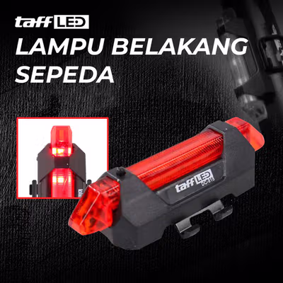 TaffLED Lampu Belakang Sepeda LED Rechargeable Tail Light 15 Lumens - DC-918 - Red