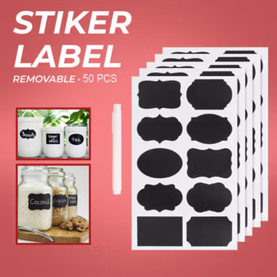 ALLOYSEED Stiker Label Blackboard Papan Tulis Removable 50 PCS - TH002 - Black
