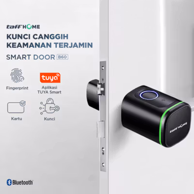 TaffHOME Smart Door Lock Fingerprint Bluetooth Card Alarm Tuya Smart - S1-B60 - Black