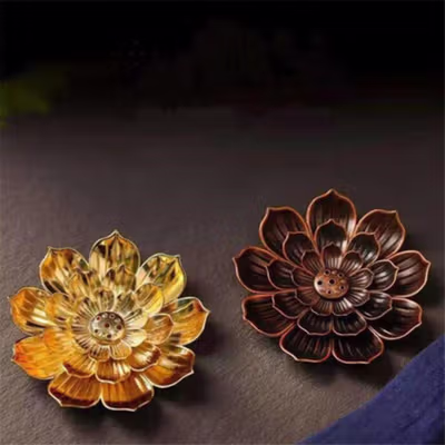 TaffHOME Tempat Dupa Three Layer Lotus Incense Holder Zinc Alloy - YJ-T1 - Golden