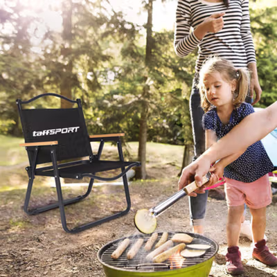 TaffSPORT Kursi Lipat Outdoor Camping Portable Oxford Folding Chair XL - YH6 - Black