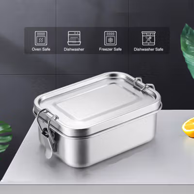 TaffHOME Kotak Makan Lunch Box Stainless Steel Single Layer 850ml - U-30 - Silver