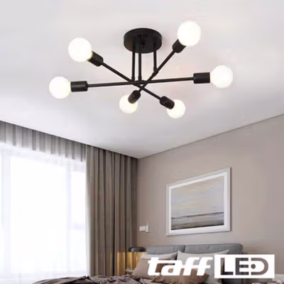 TaffLED Fitting Lampu Plafon LED Minimalis Ceiling 6 Head E27 220V - X099 - Black
