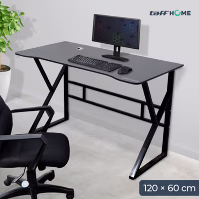 TaffHOME Meja Komputer Gaming Laptop PC Desk Frame with Cable Hole 120x60cm - FH-3 - Black