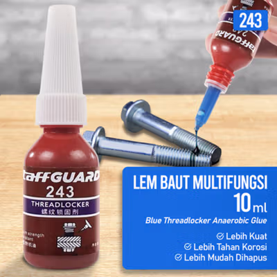 TaffGUARD Lem Baut Multifungsi Blue Threadlocker Anaerobic Glue 10ml - 243 - Blue