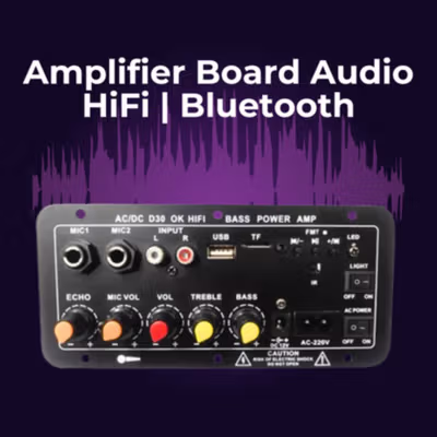 TaffSTUDIO Amplifier Board Audio Bluetooth USB Subwoofer DC 12-24V - D30 - Black