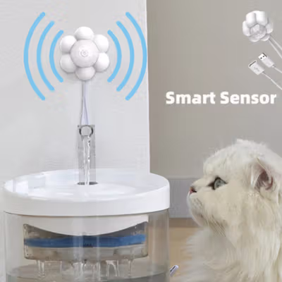 BEAUHOMES Motion Sensor Dispenser Minum Hewan Cat Water Fountain USB - GY010 - White