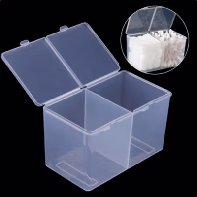 Acolehuma Tempat Kapas Multifungsi Dual Compartment Make Up Storage - AH097 - Transparent