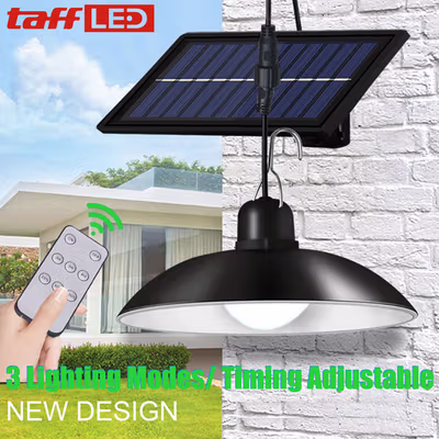 TaffLED Lampu Gantung Solar IP44 Cool White 400 Lumens with Remote - AMR24 - Black
