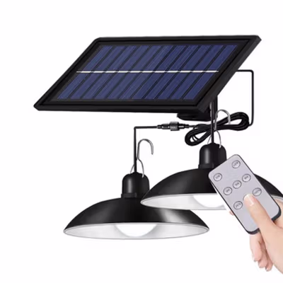 TaffLED Lampu Gantung Hias Solar Power IP65 Cool White 2 Lamp - KJ192 - Black