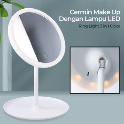 ORZ Cermin Make Up 17cm dengan Lampu LED Ring Light 3 in 1 Color - HZJ-033 - White