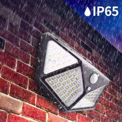 TaffLED Lampu Dinding Solar Sensor PIR 100 LED Cool White - GB-100 - Black