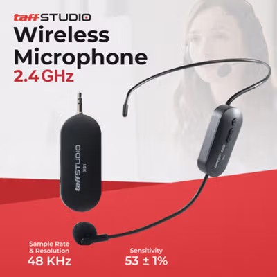 TaffSTUDIO Wireless Microphone 2.4 GHz Headset CS with Receiver - SI01 - Black