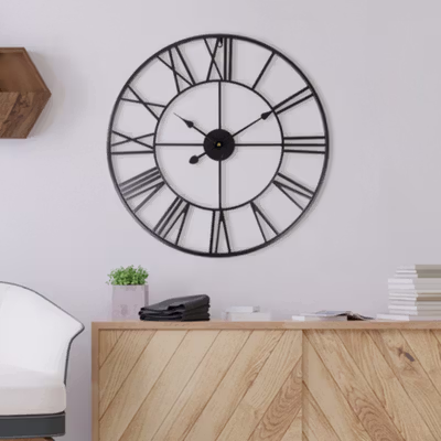 Meigar Jam Dinding Bulat Quartz Creative Model Vintage 60cm - H68 - Black