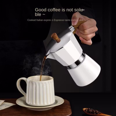 One Two Cups Moka Pot Espresso Coffee Maker 3 Cup 150ml with Heater - WY-03E - Beige