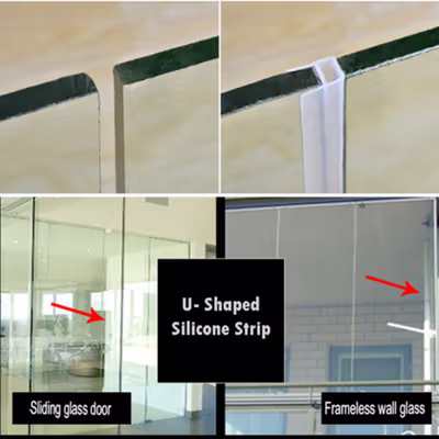Alloet Silikon Sealing Strip Kaca Pintu Jendela Type U 1M 6mm - TP40 - Transparent