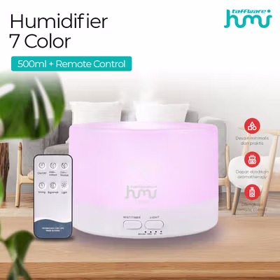 Taffware HUMI Air Humidifier Mini Ultrasonic Diffuser RGB 500ml Remote - HUMI H14A - White