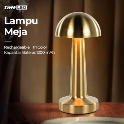 TaffLED Lampu Meja Hias LED Nordic Mushroom Lamp 3 Color 1200mAh - CF-12 - Golden