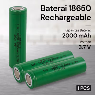 WINTONIC Baterai Isi Ulang 18650 Rechargeable INR 3.7V 2000mAh - Green