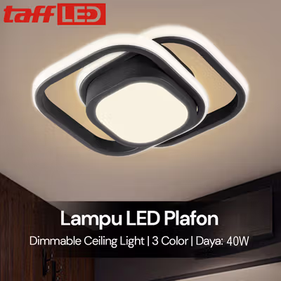 TaffLED Lampu LED Plafon Dimmable Ceiling Light Square 3 Color 40W - Z318 - Black