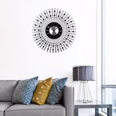 TOACT Jam Dinding Bulat Quartz Clock 3D Model Luxury Diamond 43cm - H18 - Silver