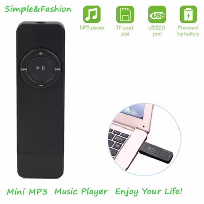 TaffSTUDIO MP3 Player Portable Mini USB 2.0 TF Card 80 mA - IRS9 - Black